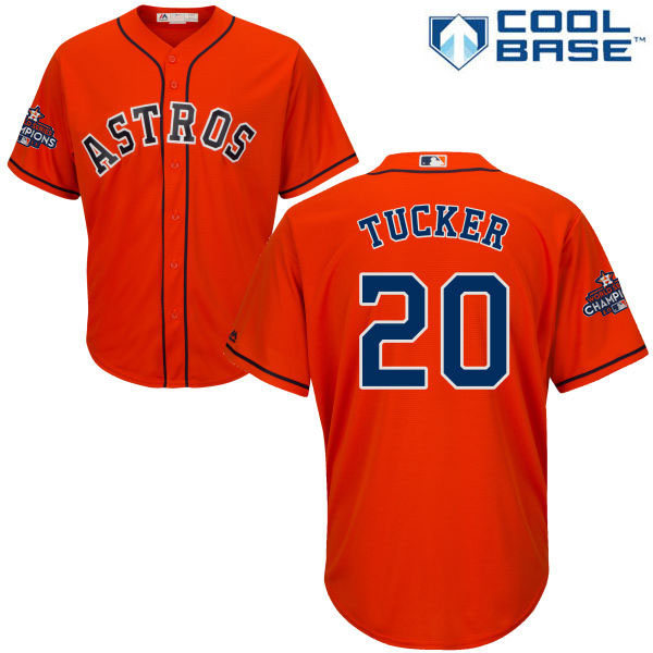 Astros #20 Preston Tucker Orange Cool Base World Series Champions Stitched Youth MLB Jersey - Click Image to Close